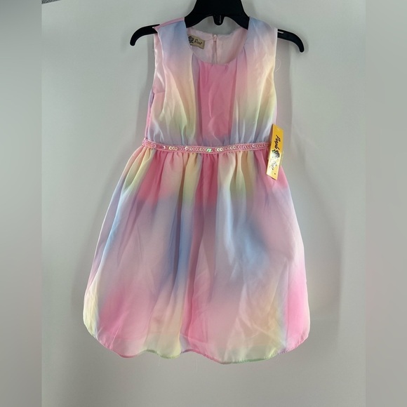 PURPLE ROSE TIE DYE RAIN BOW LINED DRESS 4T NEW WITH TAG - Picture 1 of 6
